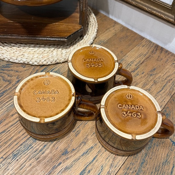 🤎Céramique de Beauce – Tilt teapot set with 3 mugs – 1977–78 Colonial Series - Picture 3 of 15